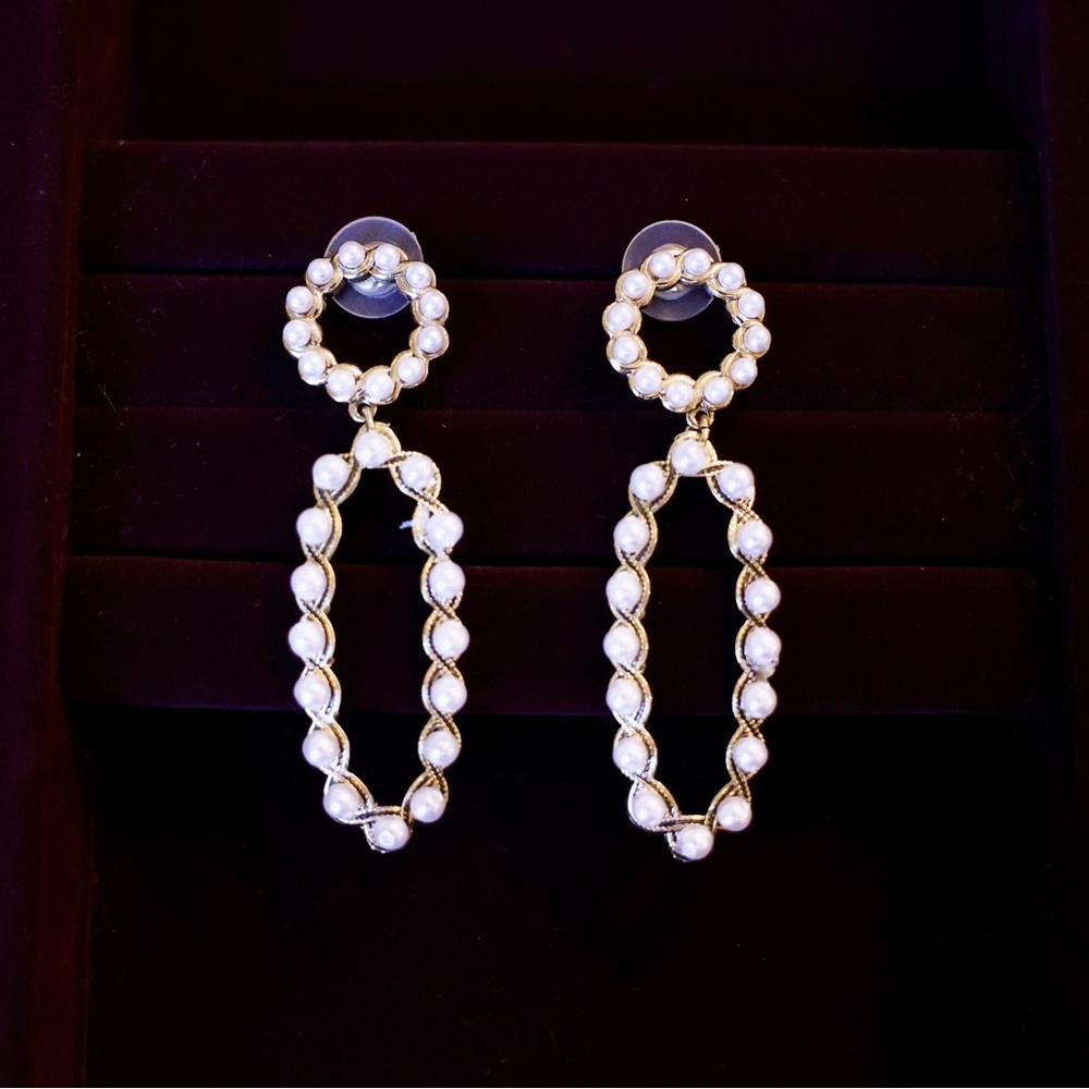 Gold Pearl Drop Earrings